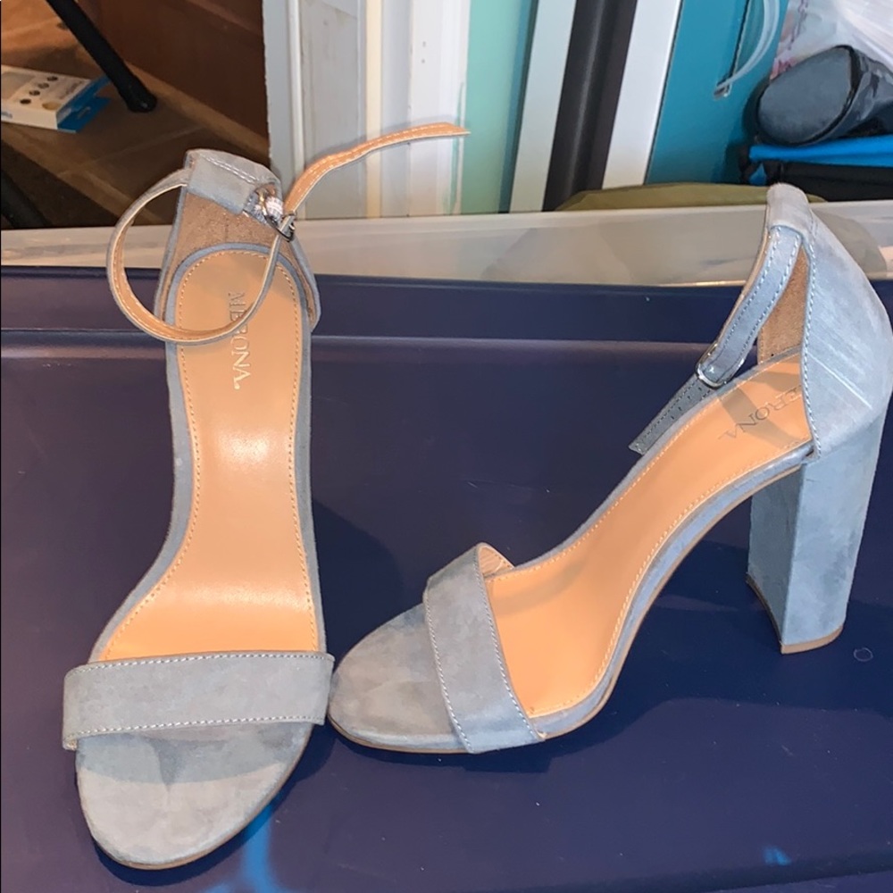 Baby blue block heels